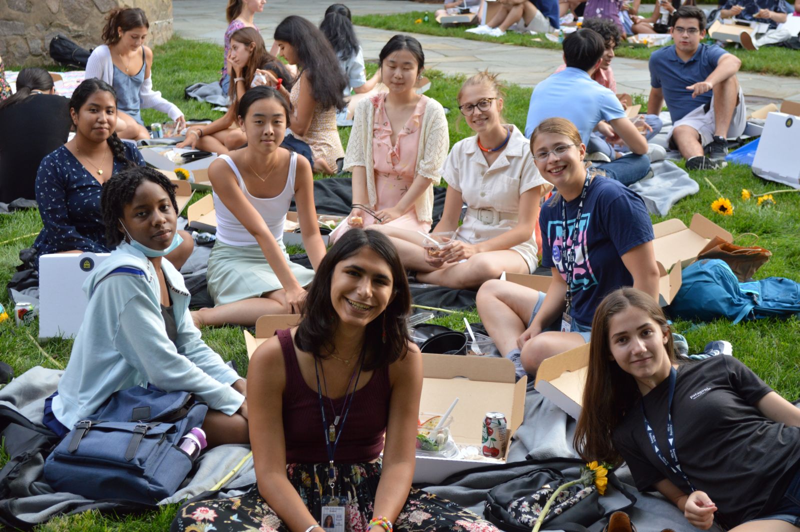 Many first-year and second-year students at the picnic