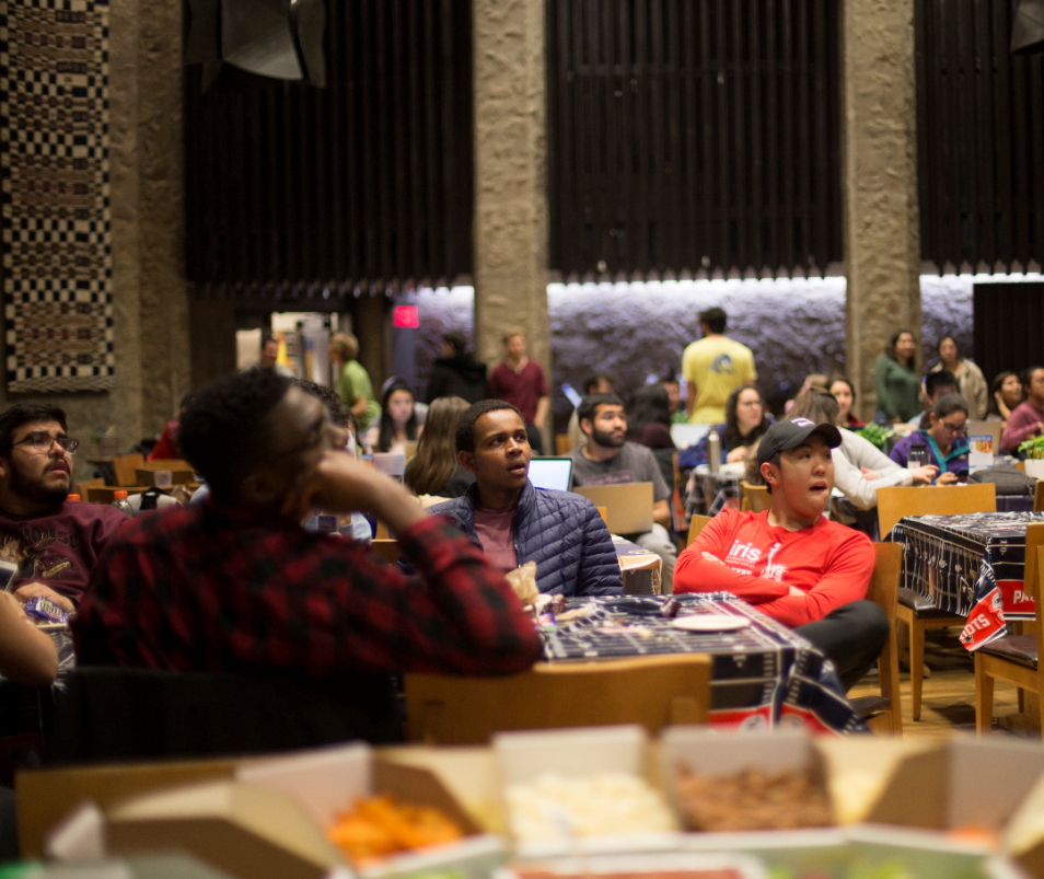 many students at the superbowl watch party