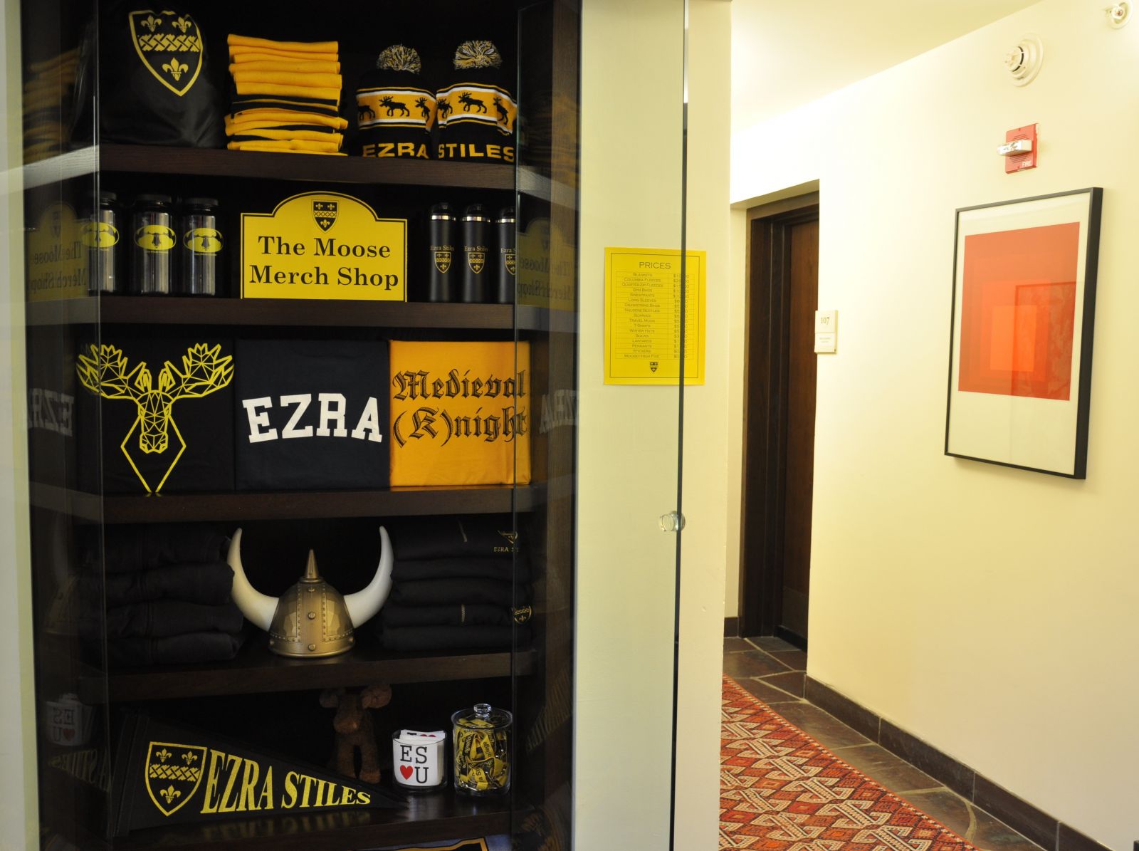 The shelf of the Moose Merch Shop