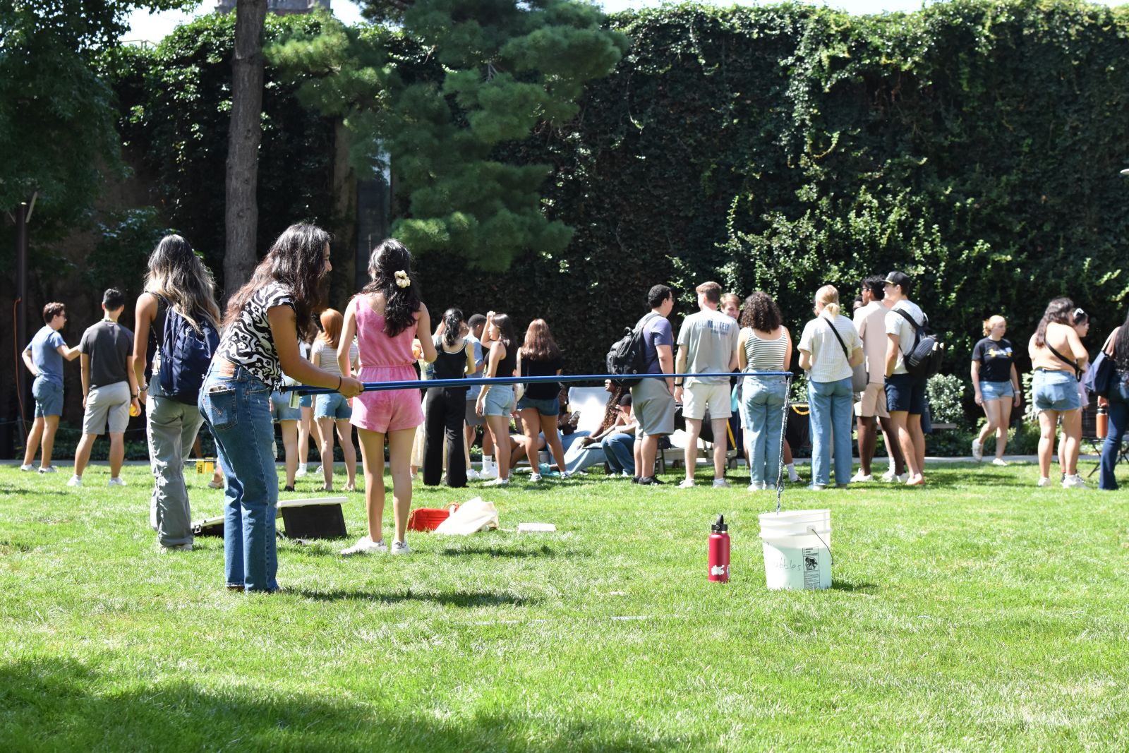First-year Stilesian student participating in fishing minigame