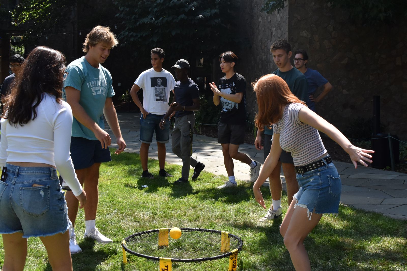 Group of first-year Stilesians playing pickleball 