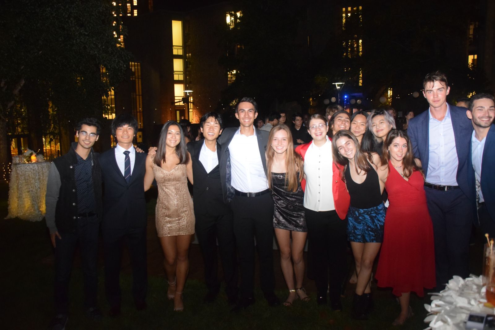 Gala group photo outside in the night