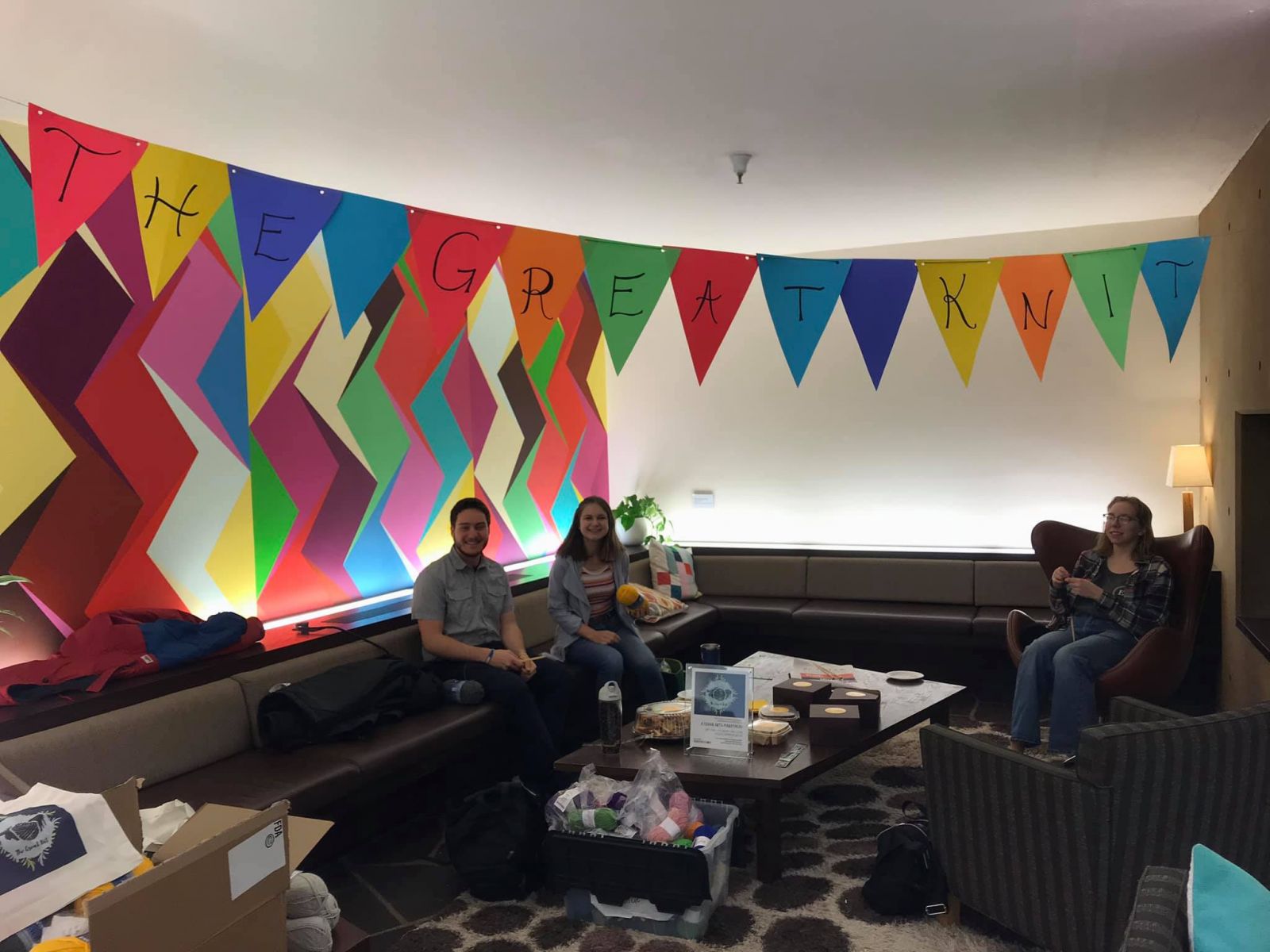 A couple of friends hanging out in the Common Room