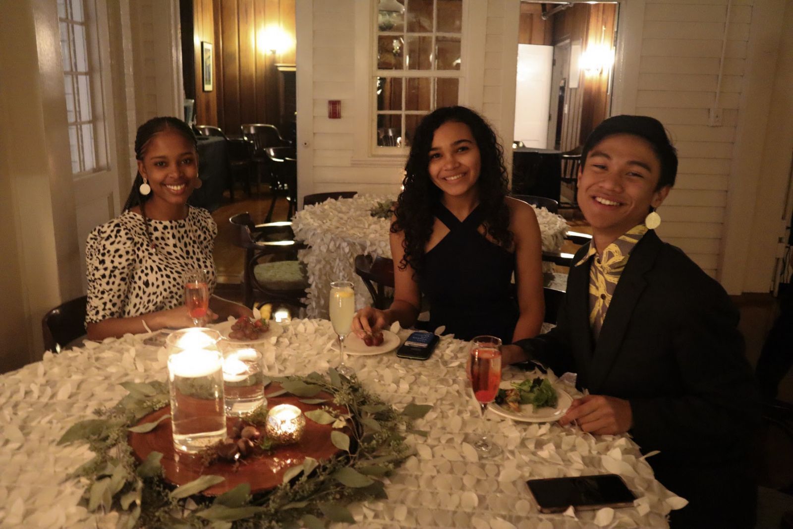 Students having conversation at a table