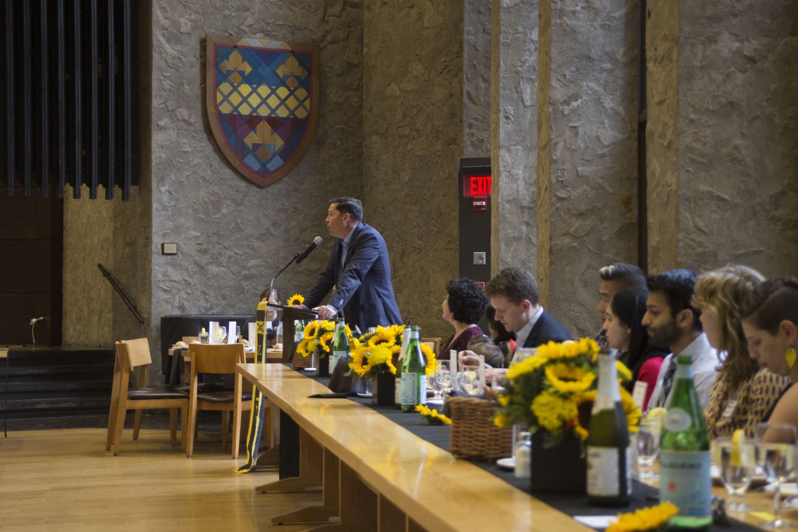 Head Pitti speaking to the first-year students about Ezra Stiles' traditions