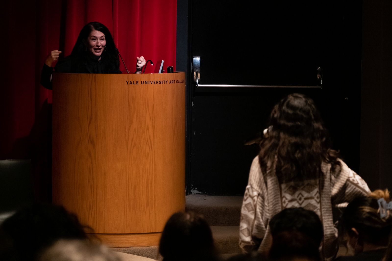 U.S. Poet Laureate Ada Limón at podiem