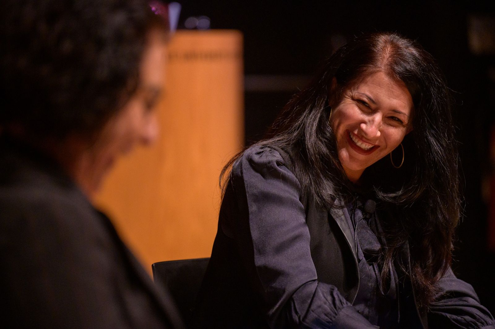 Limon having a laugh at the auditorium