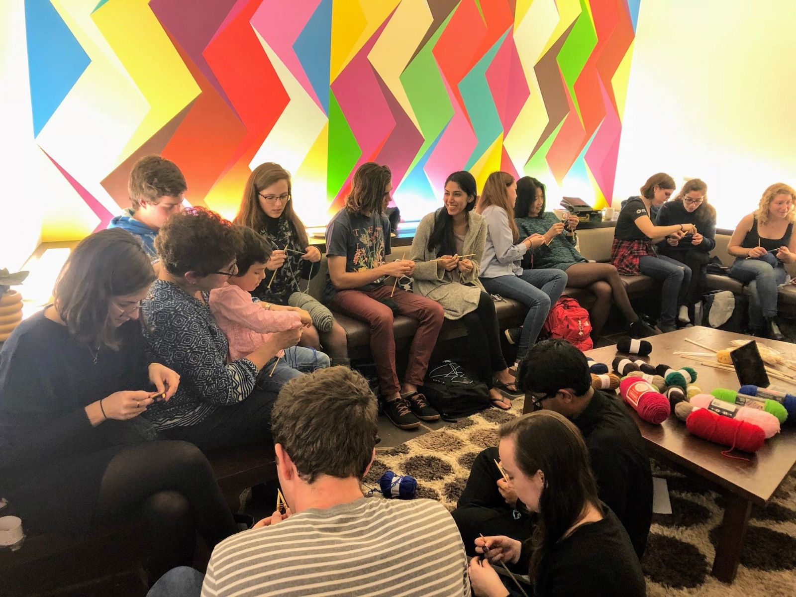 Huge knitting session with the Stiles Knitting Circle