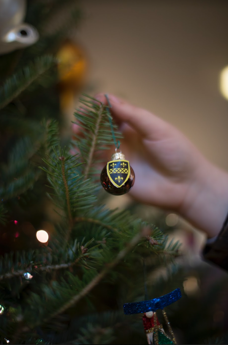 A small Ezra Stiles ornament on the Christmas tree