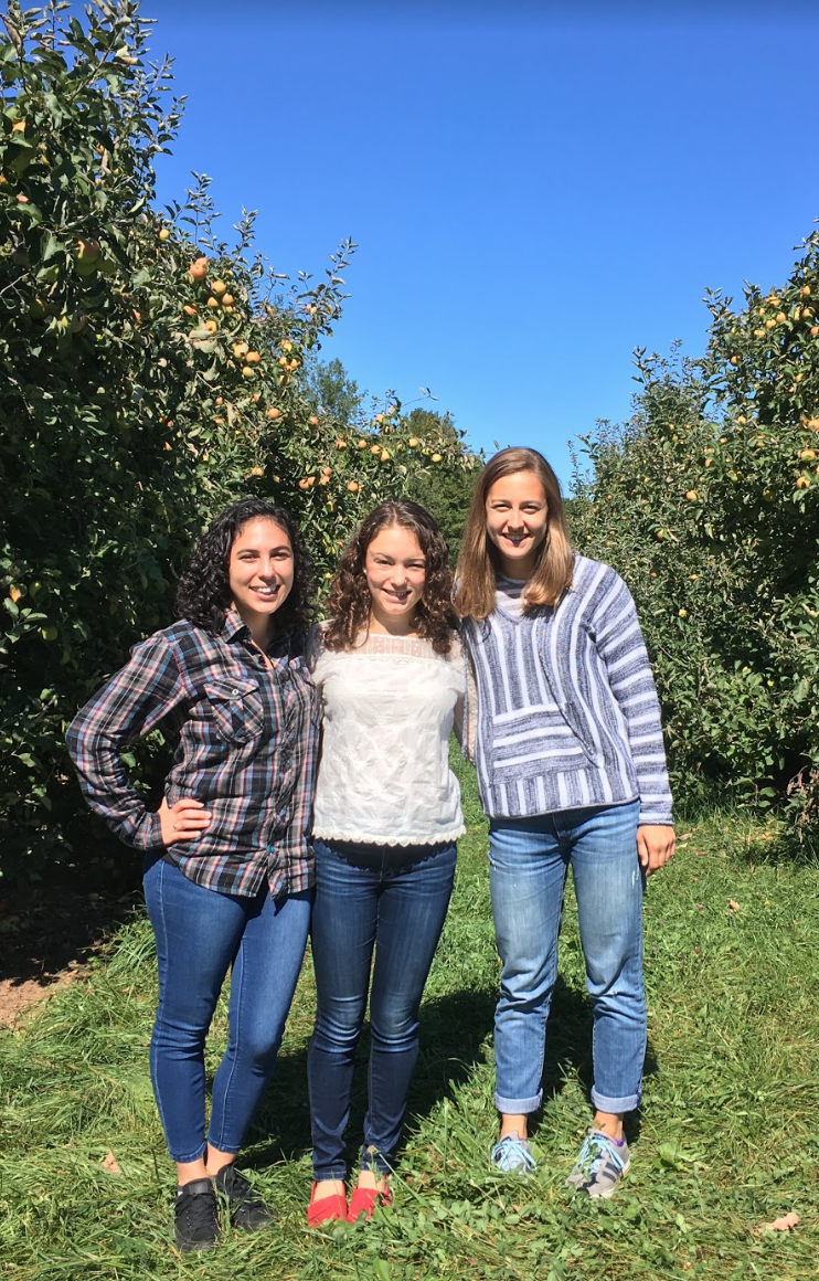 3 friends at the orchard