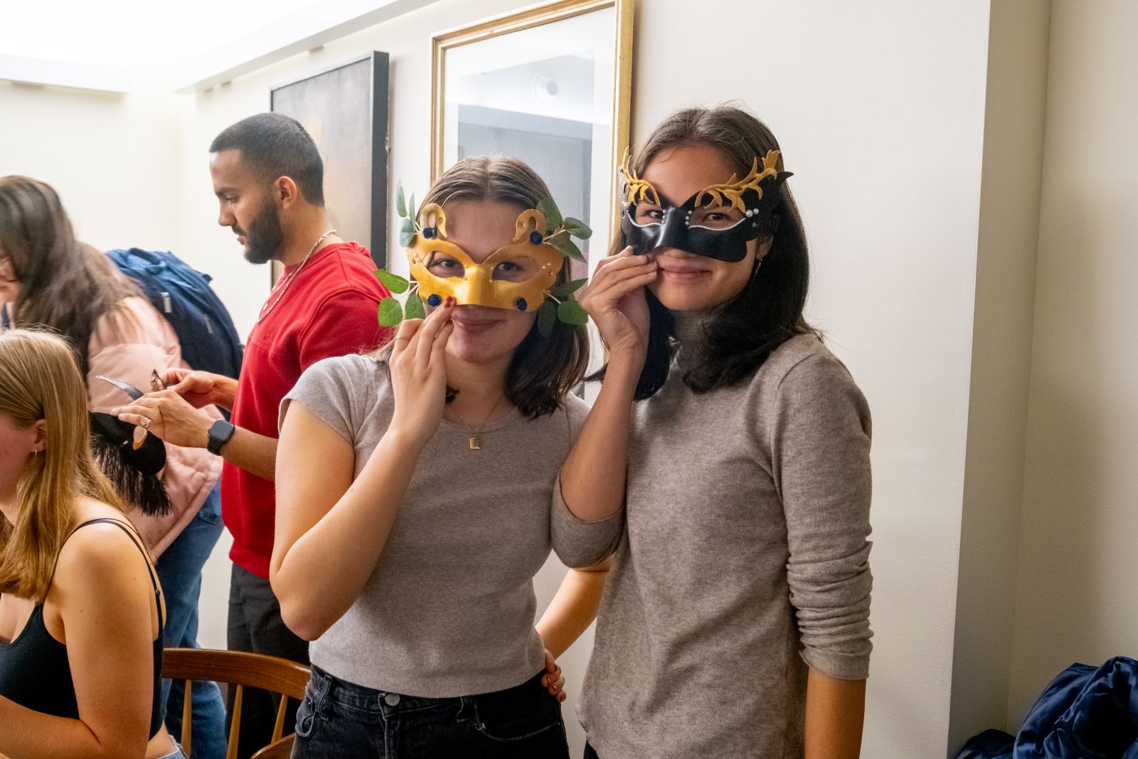 Students testing out their masks