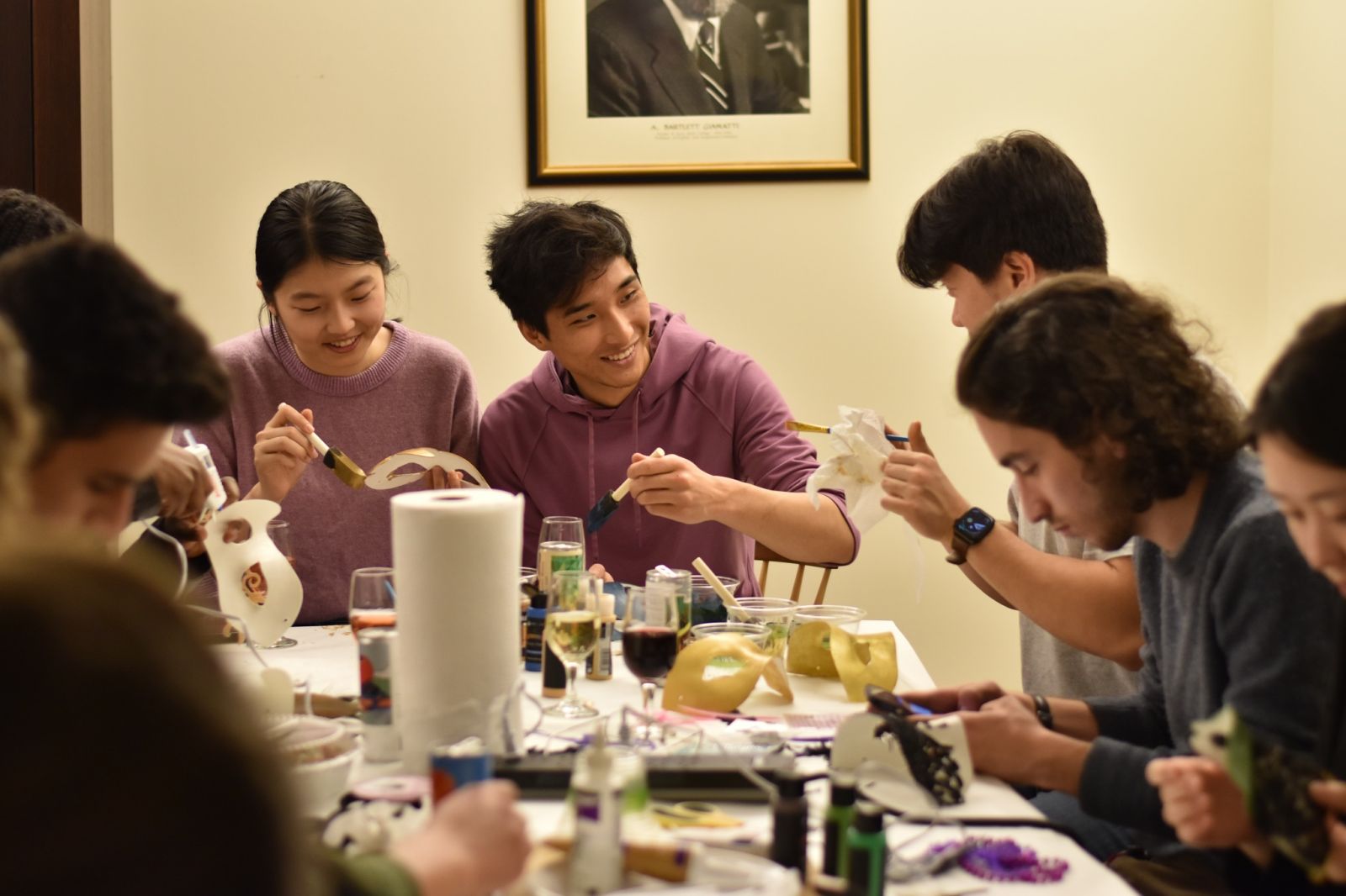 Yale students making masks