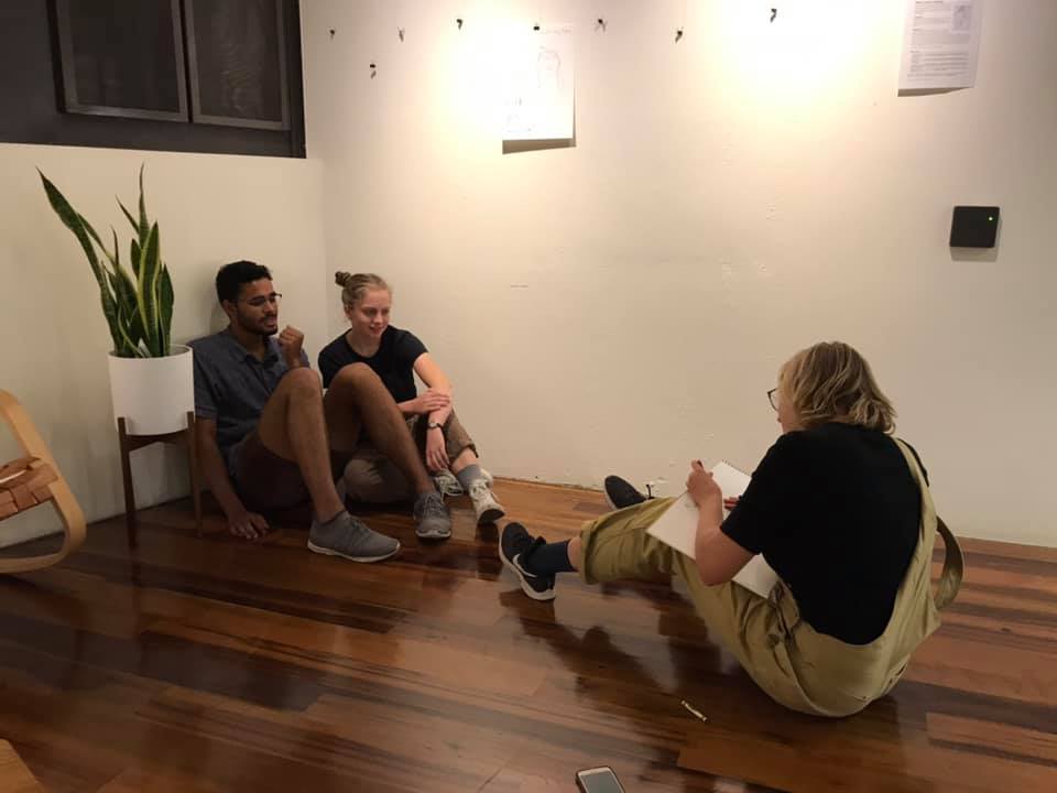 students in Stiles Art Gallery