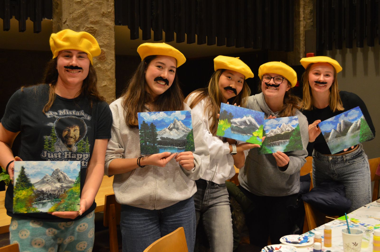 Ezra Stiles students painting nature