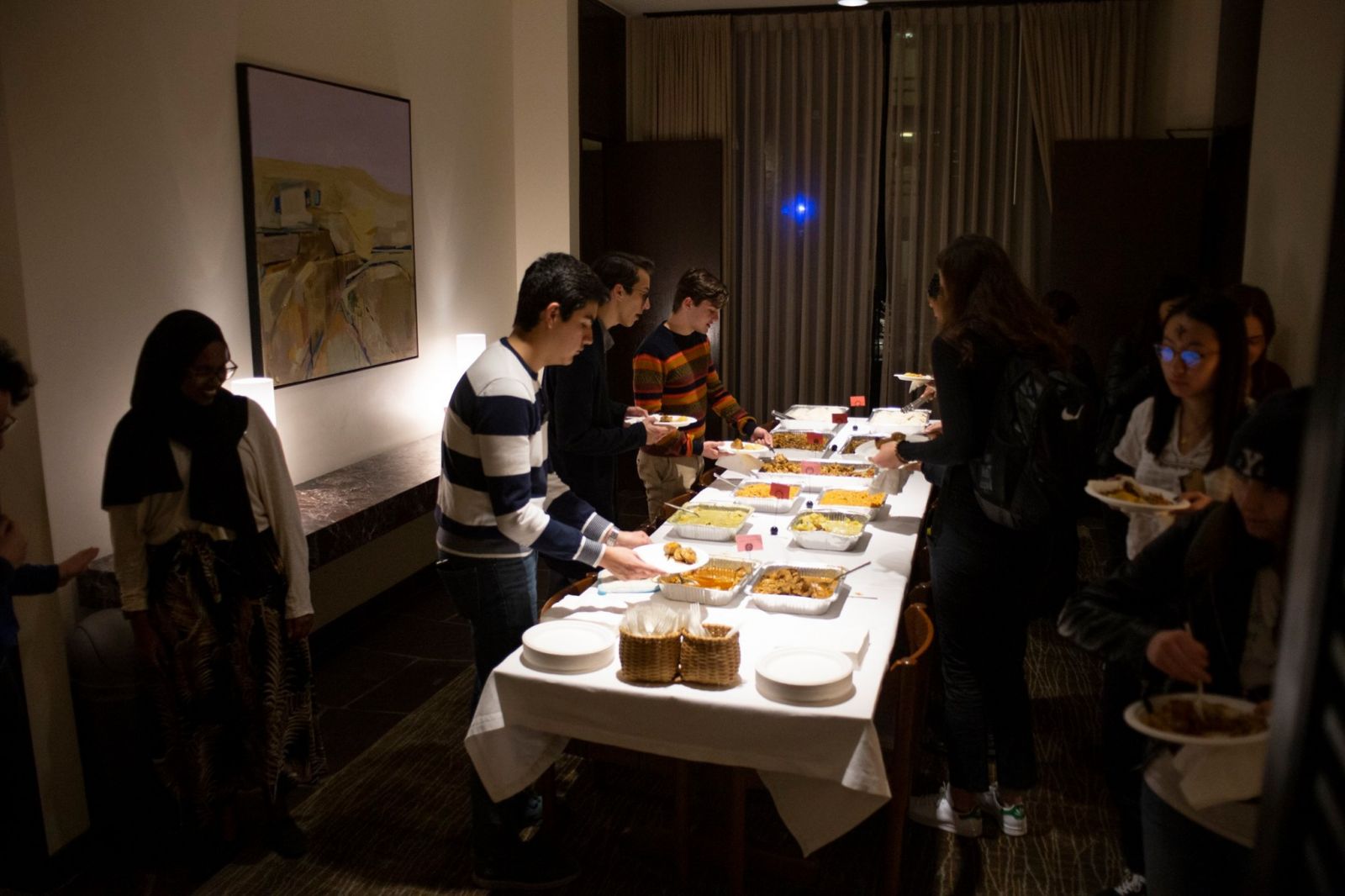 Dean P's attendees getting food
