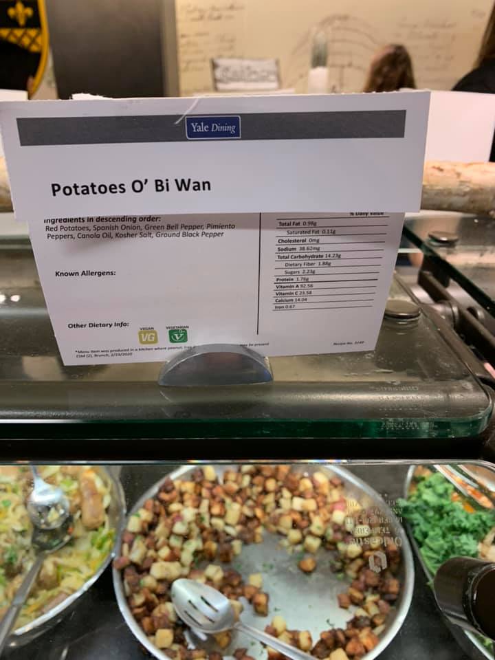 Potatoes O' Bi Wan being served at the dining hall