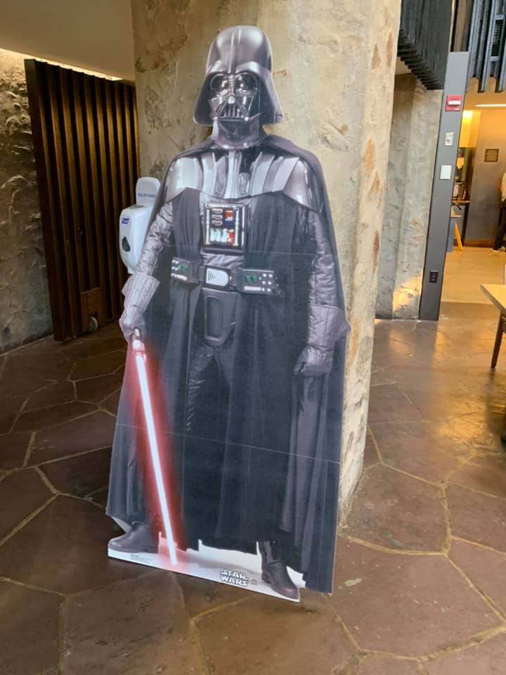 A cutout Darth Vader at the dining hall
