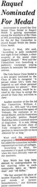 raquel nominated for medal newspaper clipping
