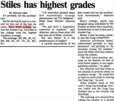 Stiles has higest grade newspaper cliping