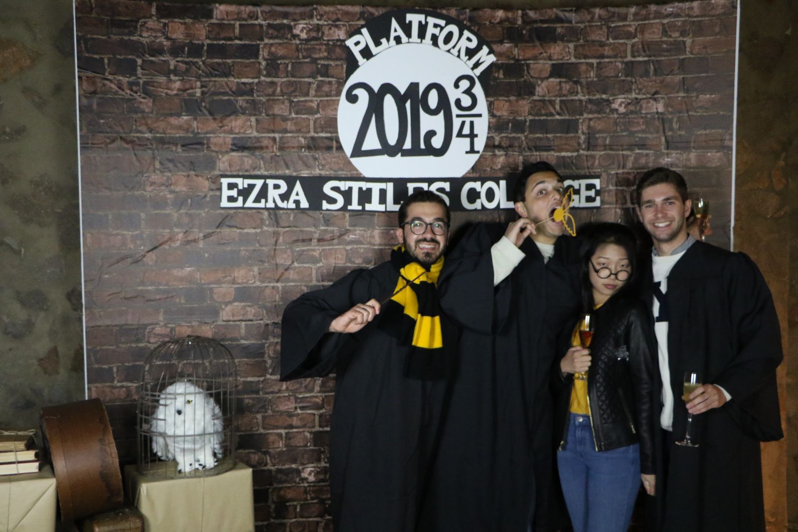 4 seniors dressed for the Harry Potter themed Sidewalk Cafe