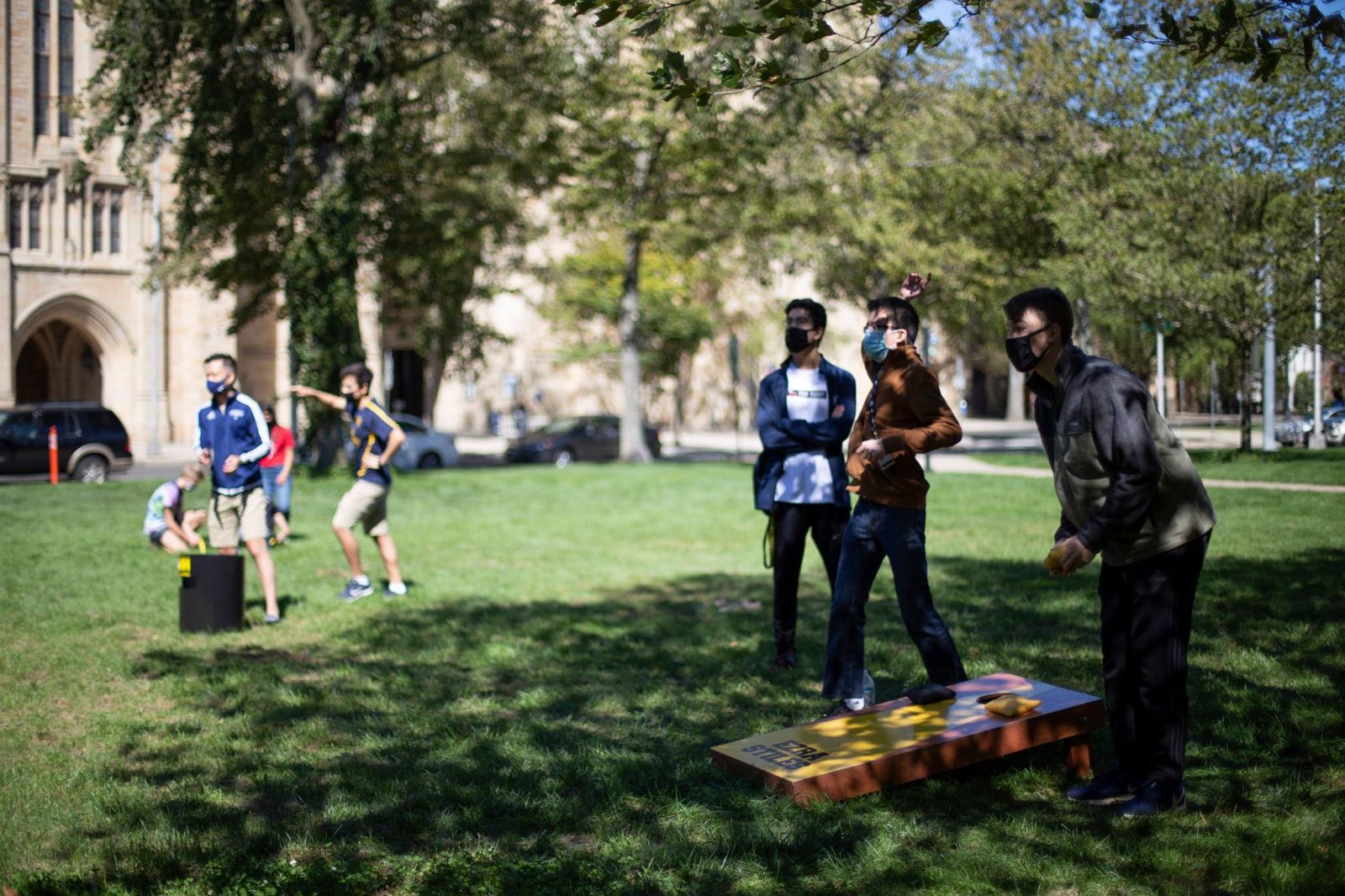 Stilesians playing cornhole