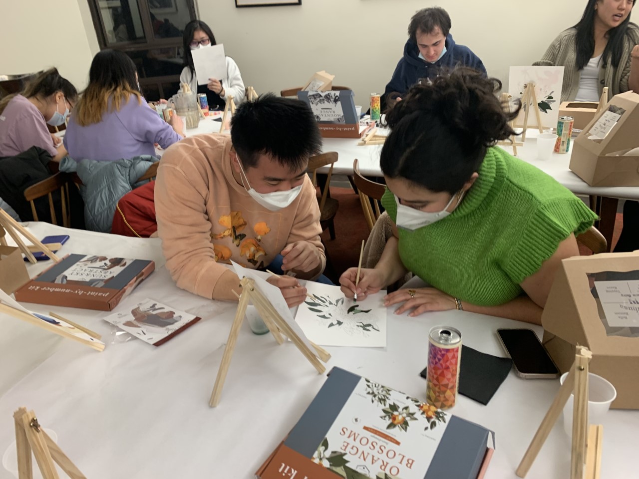 2 yale students working on paintings
