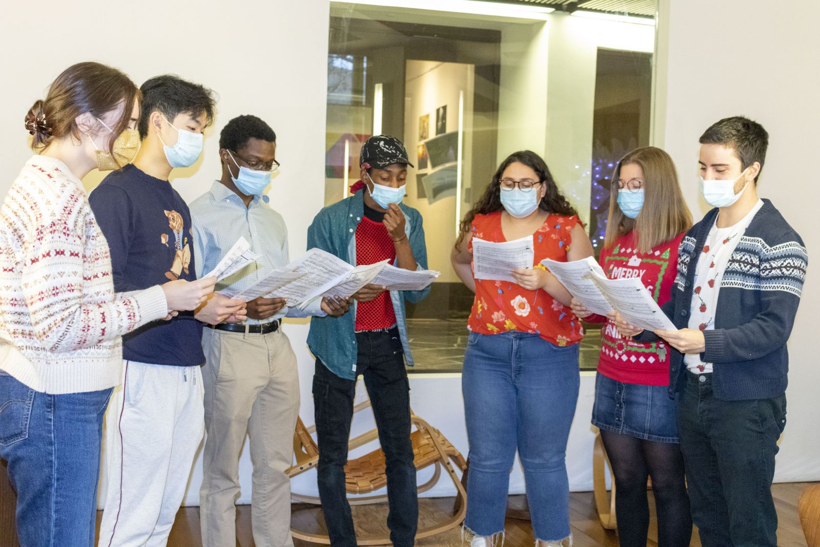 Stilesians doing carols to take a break from studying