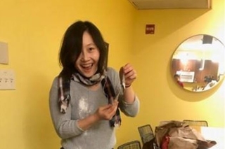A Yale student working on making dumplings