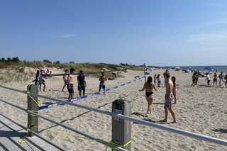 The Herd playing volleyball at the Hammonasset Beach State Park