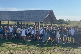 All of The Herd under a small picnic area at the beach state park