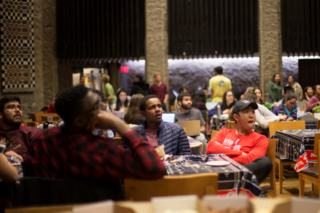 many students at the superbowl watch party
