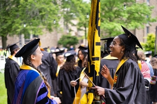 Students lining up for Commencement 2024