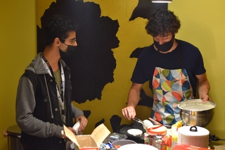 Tyler and Noa making fresh pancakes