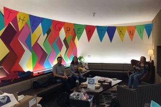 A couple of friends hanging out in the Common Room