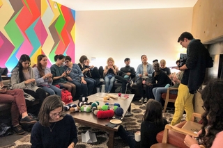 Stiles Knitting Circle, students meet for a knitting session