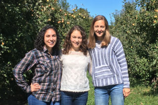 3 friends at the orchard