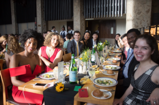 Seniors of the class of 2018 having dinner