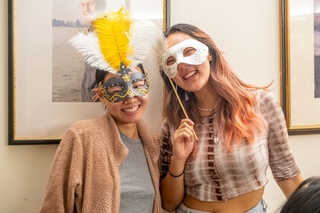 Students having fun with their masks