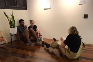 students in Stiles Art Gallery