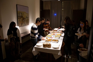 Dean P's attendees getting food