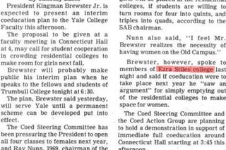 Brewster to disclose coed plan to faculity newspaper clipping