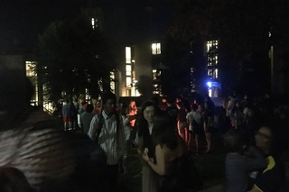 many students outside during s'mores night