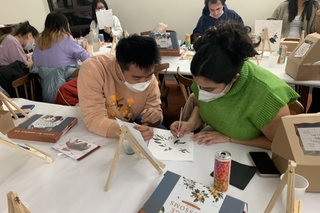 2 yale students working on paintings